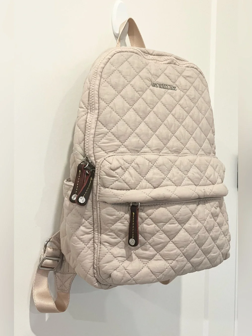 MZ Wallace New York Quilted Metro Laptop School Travel Backpack Buff Pink